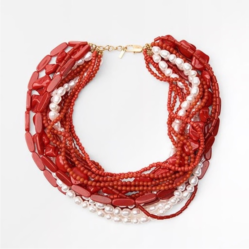 NWT Zara Multi-strand Beaded Necklace with Pearl appliqués - Picture 4 of 7